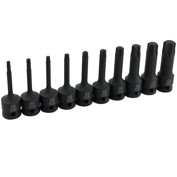 Tools 1/2" Drive 10 Piece Torx Hex Head Bit Impact Socket Set